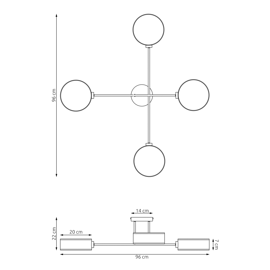 Plafonski luster MAGA 4xE14/10W/230V crna/siva