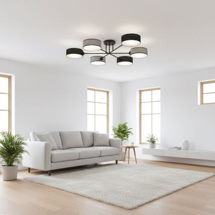 Plafonski luster MAGA 6xE14/10W/230V crna/siva