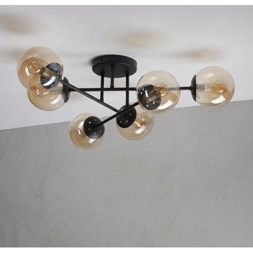 Plafonski luster MALENA 6xE14/5W/230V smeđa/zadimljeno bež