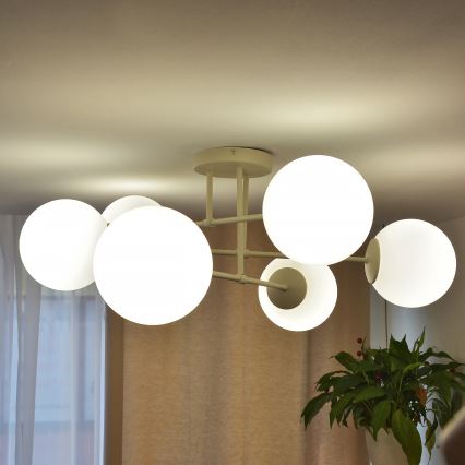 Plafonski luster MOON 6xE27/15W/230V krem