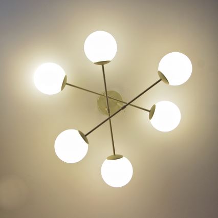 Plafonski luster MOON 6xE27/15W/230V krem