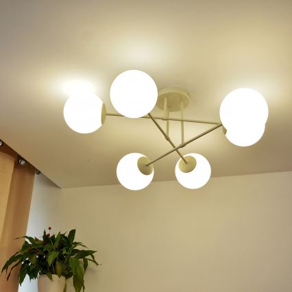 Plafonski luster MOON 6xE27/15W/230V krem