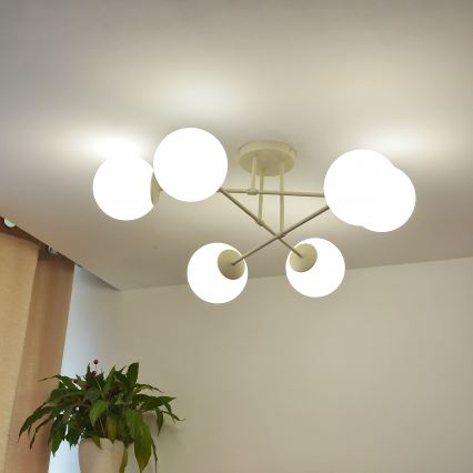 Plafonski luster MOON 6xE27/15W/230V krem