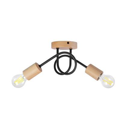 Plafonski luster OXFORD 2xE27/15W/230V borovina/crna