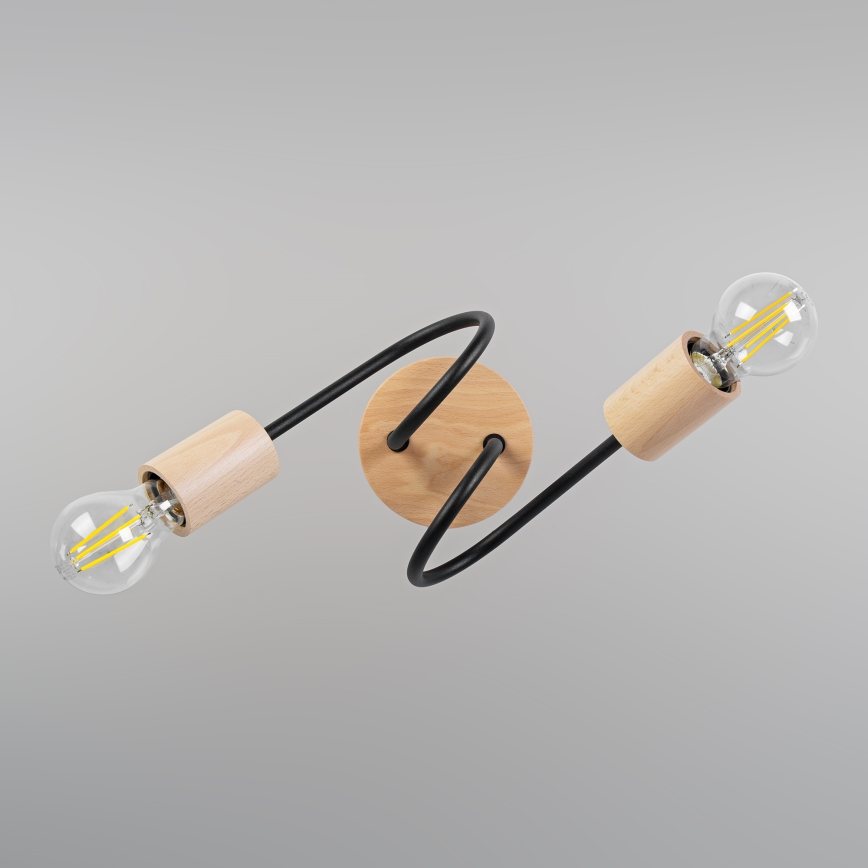 Plafonski luster OXFORD 2xE27/15W/230V borovina/crna