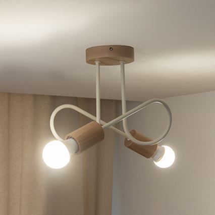 Plafonski luster OXFORD 2xE27/15W/230V borovina/krem