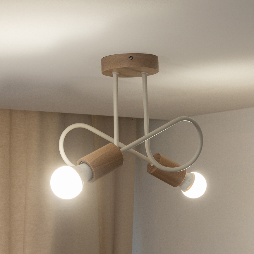 Plafonski luster OXFORD 2xE27/15W/230V borovina/krem