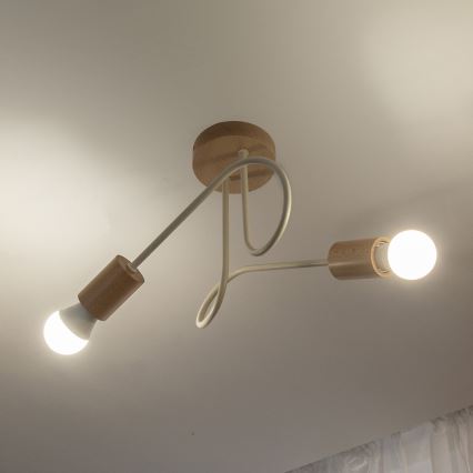 Plafonski luster OXFORD 2xE27/15W/230V borovina/krem