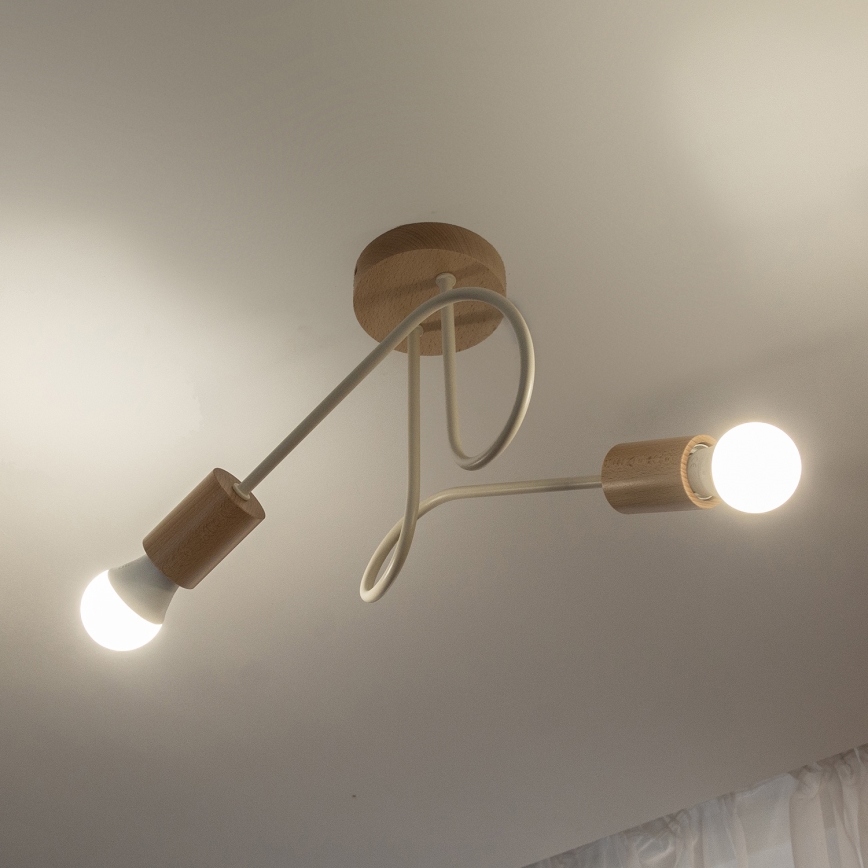 Plafonski luster OXFORD 2xE27/15W/230V borovina/krem