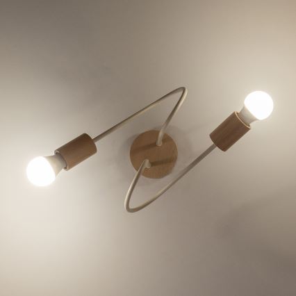 Plafonski luster OXFORD 2xE27/15W/230V borovina/krem