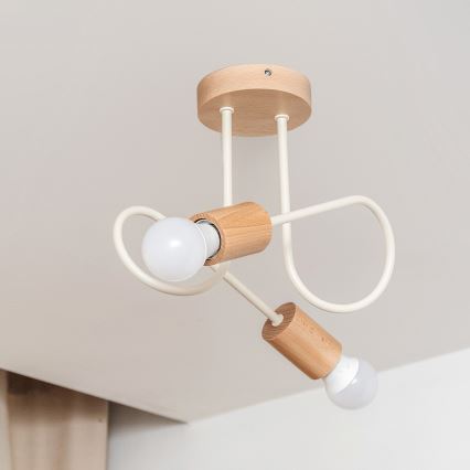 Plafonski luster OXFORD 2xE27/15W/230V borovina/krem