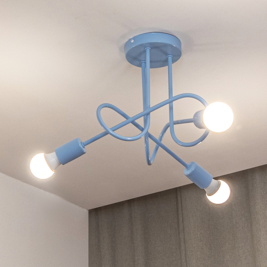 Plafonski luster OXFORD 3xE27/15W/230V plavi
