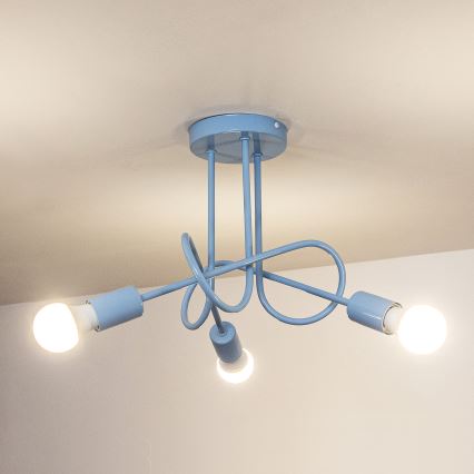 Plafonski luster OXFORD 3xE27/15W/230V plavi