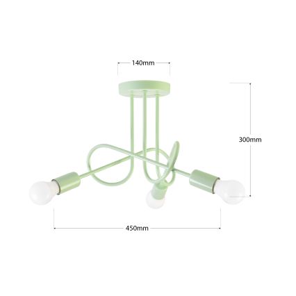 Plafonski luster OXFORD 3xE27/15W/230V, zelene boje