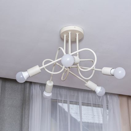 Plafonski luster OXFORD 5xE27/15W/230V krem boje