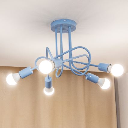 Plafonski luster OXFORD 5xE27/15W/230V plavi