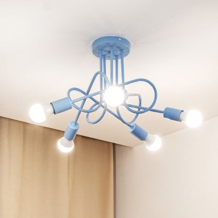 Plafonski luster OXFORD 5xE27/15W/230V plavi