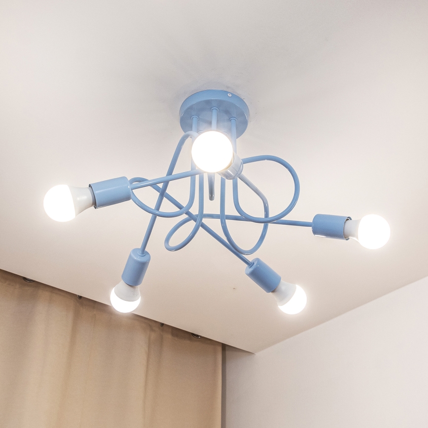 Plafonski luster OXFORD 5xE27/15W/230V plavi