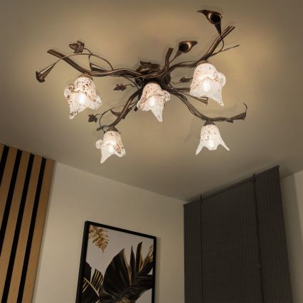 Plafonski luster ROZETA 5xE14/40W/230V brončane boje