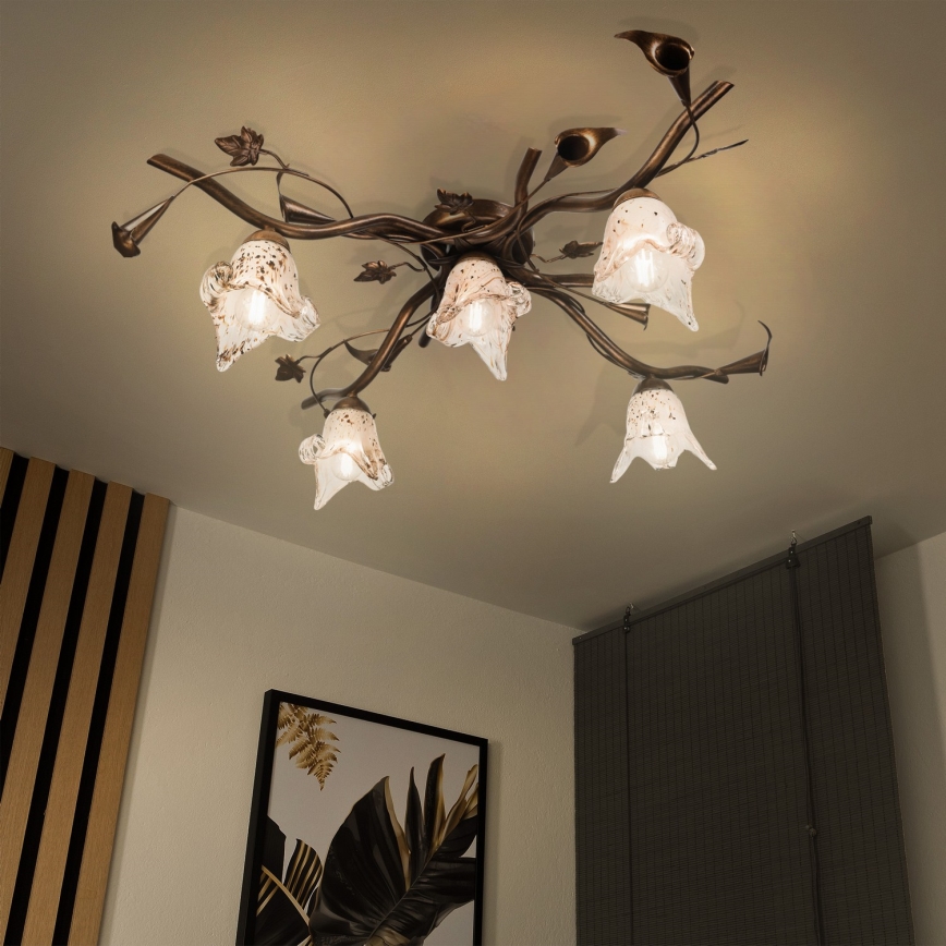 Plafonski luster ROZETA 5xE14/40W/230V brončane boje