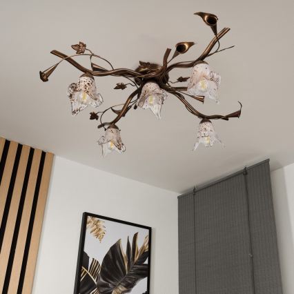 Plafonski luster ROZETA 5xE14/40W/230V brončane boje