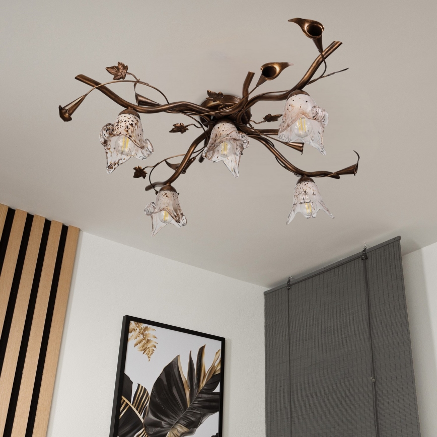 Plafonski luster ROZETA 5xE14/40W/230V brončane boje