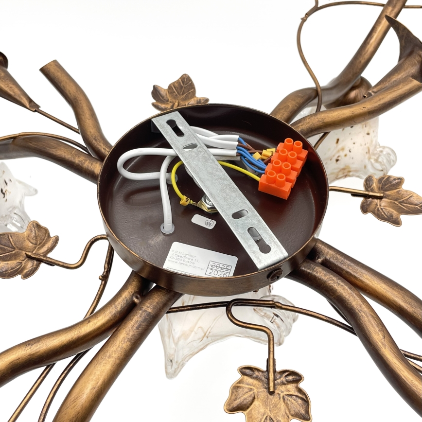 Plafonski luster ROZETA 5xE14/40W/230V brončane boje