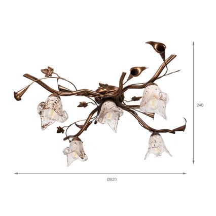 Plafonski luster ROZETA 5xE14/40W/230V brončane boje