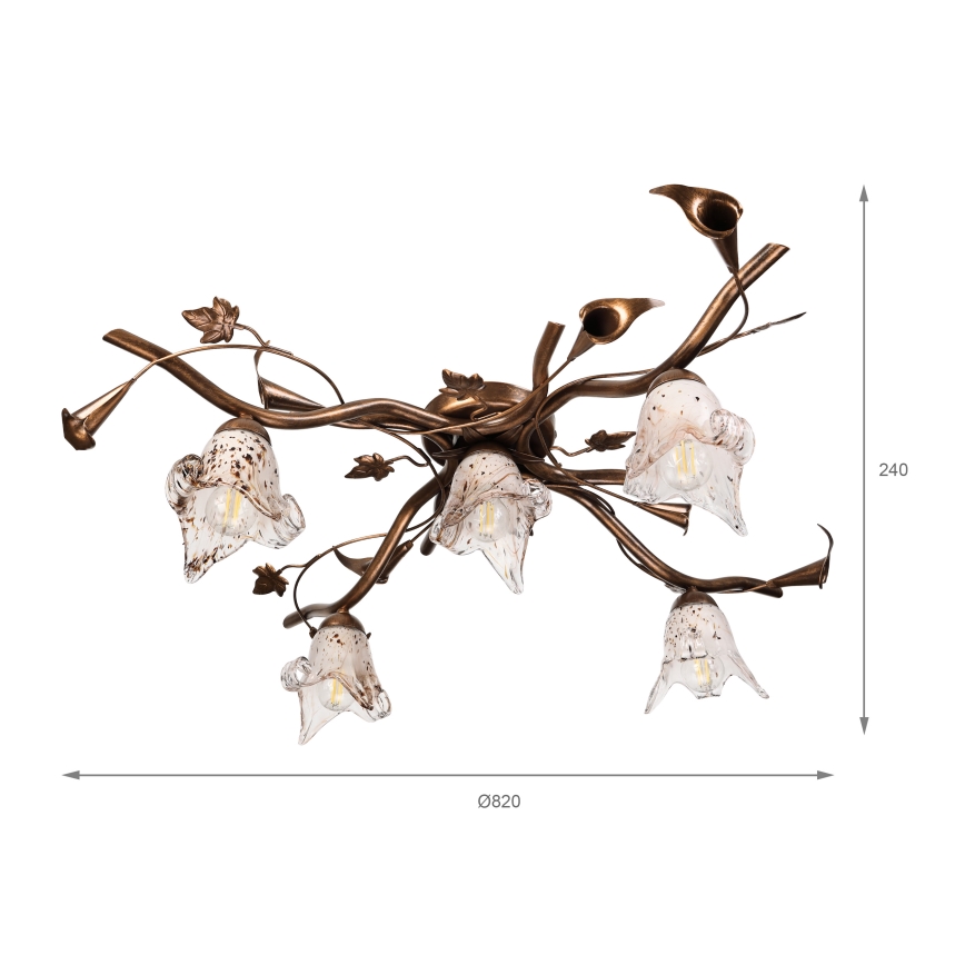 Plafonski luster ROZETA 5xE14/40W/230V brončane boje