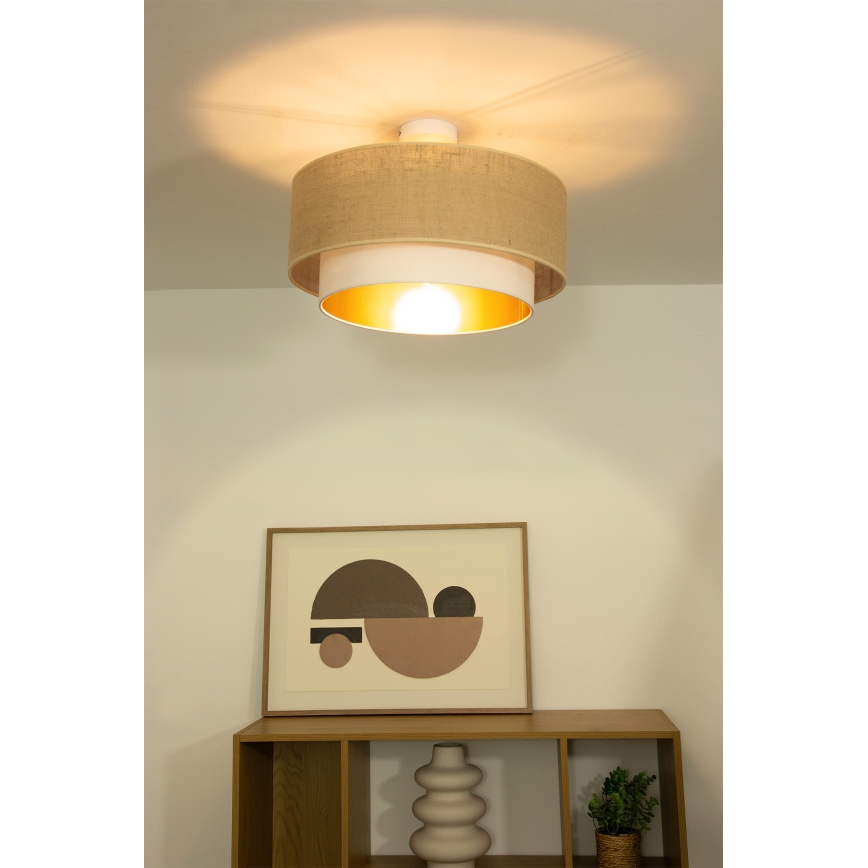 Plafonski luster SARTA 1xE27/60W/230V Ø 45 cm bijela/juta