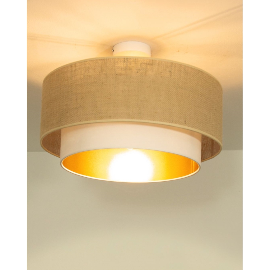 Plafonski luster SARTA 1xE27/60W/230V Ø 45 cm bijela/juta