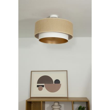 Plafonski luster SARTA 1xE27/60W/230V Ø 45 cm bijela/juta