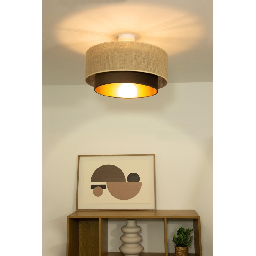 Plafonski luster SARTA 1xE27/60W/230V Ø 45 cm smeđa/juta
