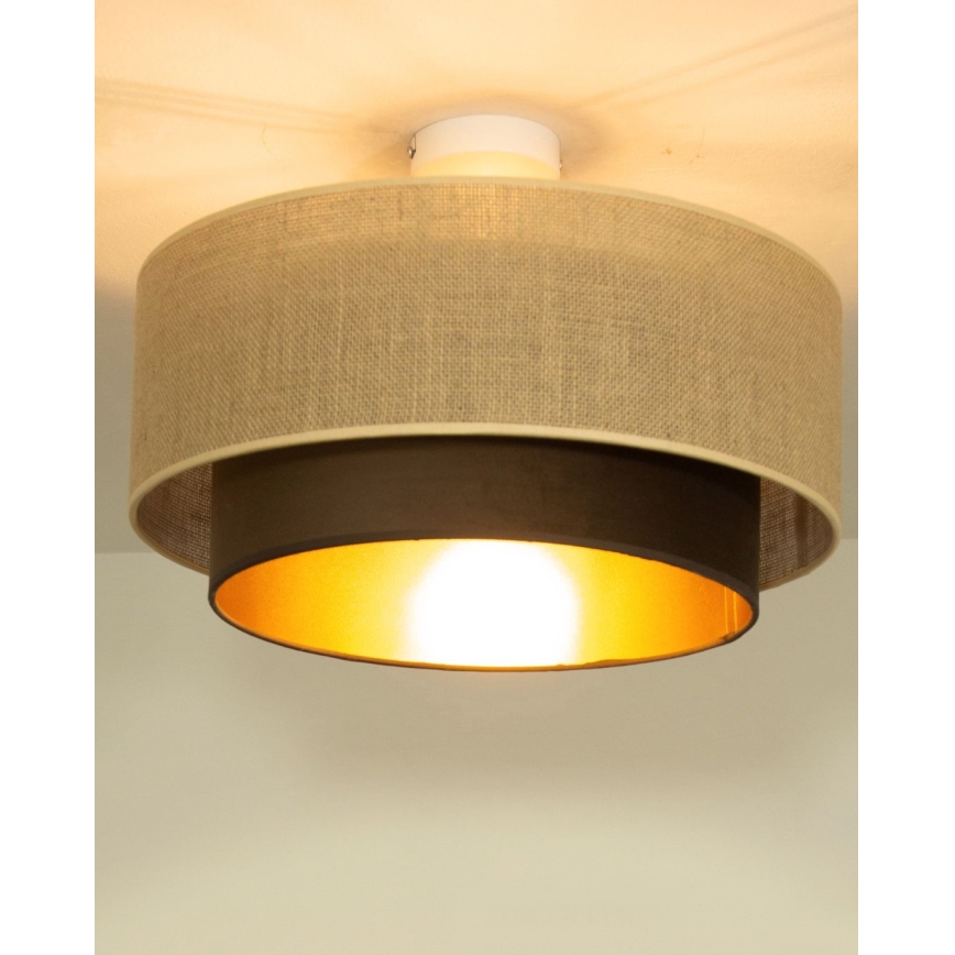 Plafonski luster SARTA 1xE27/60W/230V Ø 45 cm smeđa/juta