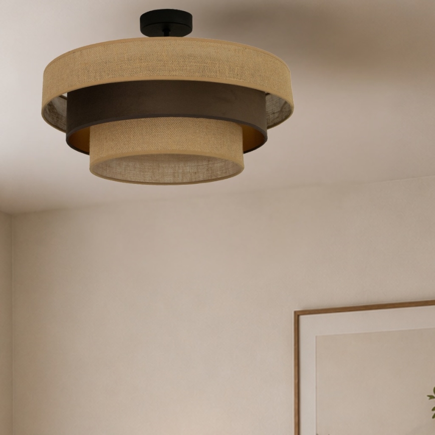 Plafonski luster WENTA 1xE27/60W/230V Ø 50 cm juta/smeđa