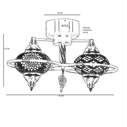 Plafonski luster YENI 1xE27/40W/230V brončani