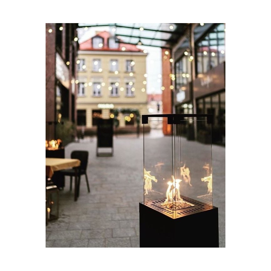 Planika - Vanjski plinski kamin 142x36 cm 8kW 1xAAA crna + zaštitni pokrov