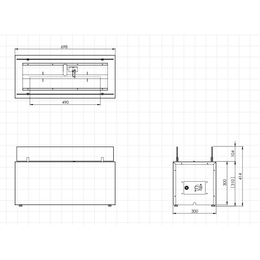 Planika - Vanjski plinski kamin 41,4x69,8 cm 10kW 1xAAA crna + zaštitni pokrov