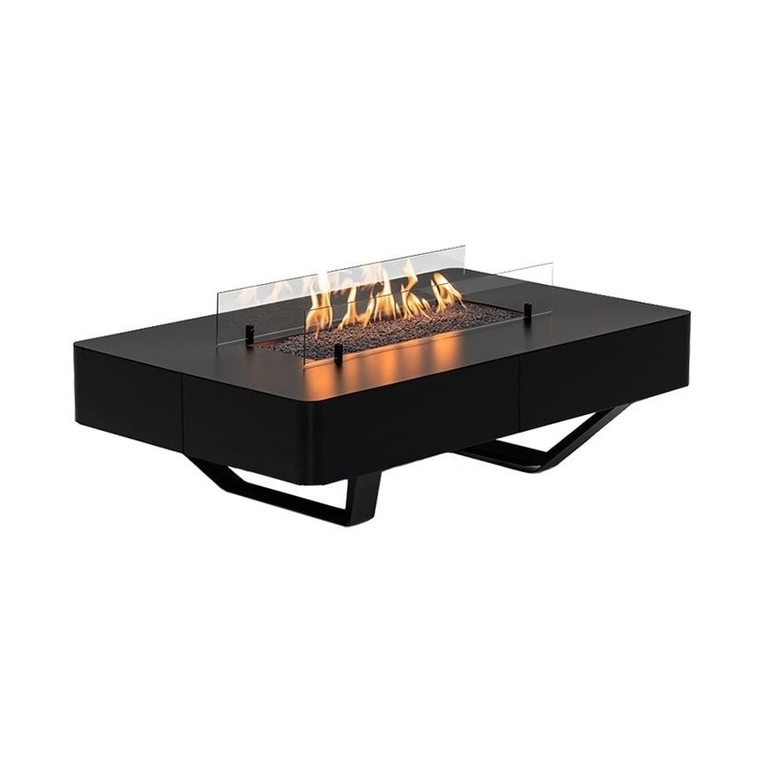 Planika - Vanjski plinski kamin 46x106 cm 10kW crna + zaštitni pokrov