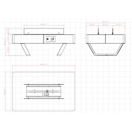 Planika - Vanjski plinski kamin 46x106 cm 10kW crna + zaštitni pokrov