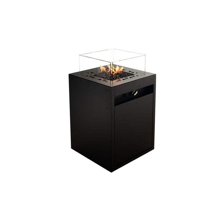 Planika - Vanjski plinski kamin 79,7x48 cm 10kW 1xAAA crna + zaštitni pokrov