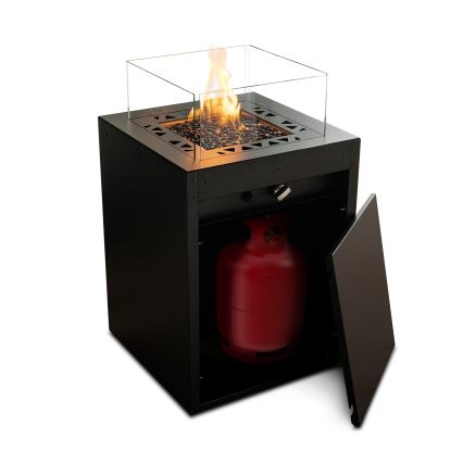 Planika - Vanjski plinski kamin 79,7x48 cm 10kW 1xAAA crna + zaštitni pokrov