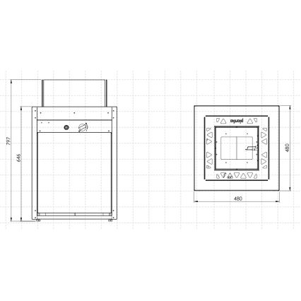 Planika - Vanjski plinski kamin 79,7x48 cm 10kW crna + zaštitni pokrov