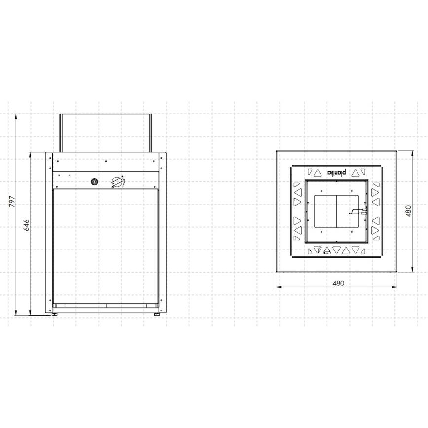 Planika - Vanjski plinski kamin 79,7x48 cm 10kW 1xAAA crna + zaštitni pokrov