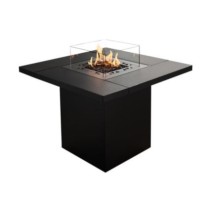 Planika - Vanjski plinski kamin 79,7x90 cm 10kW 1xAAA crna + zaštitni pokrov