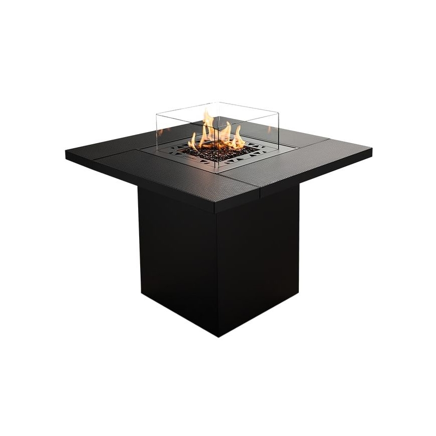 Planika - Vanjski plinski kamin 79,7x90 cm 10kW 1xAAA crna + zaštitni pokrov