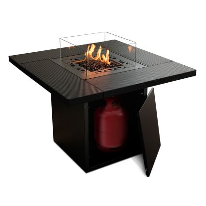 Planika - Vanjski plinski kamin 79,7x90 cm 10kW 1xAAA crna + zaštitni pokrov