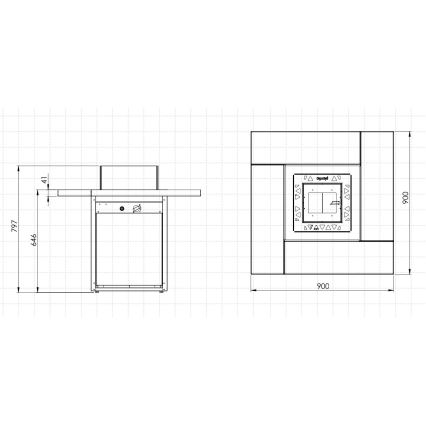 Planika - Vanjski plinski kamin 79,7x90 cm 10kW crna + zaštitni pokrov