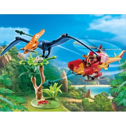 Playmobil - Dječji set helikopter s pterodaktilom 39 kom