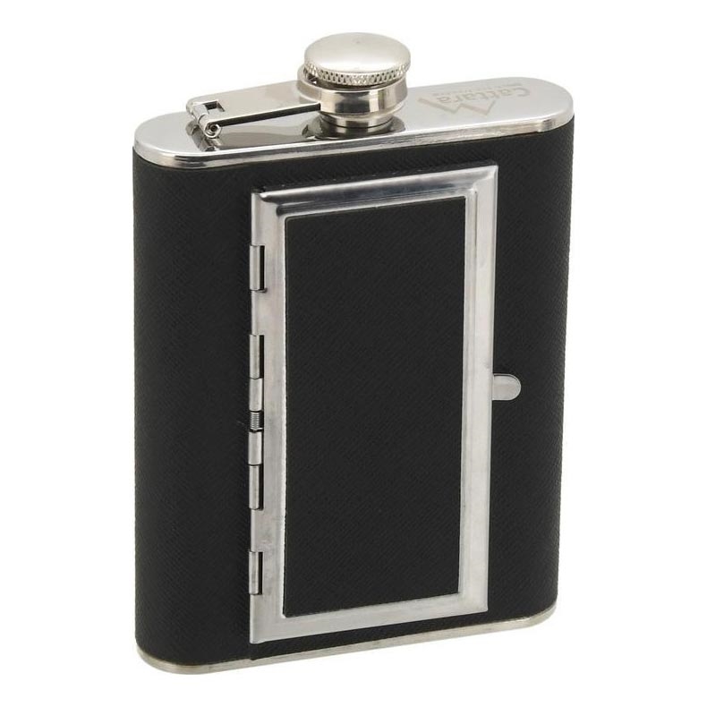 Pljoska s futrolom za cigare 175 ml crna